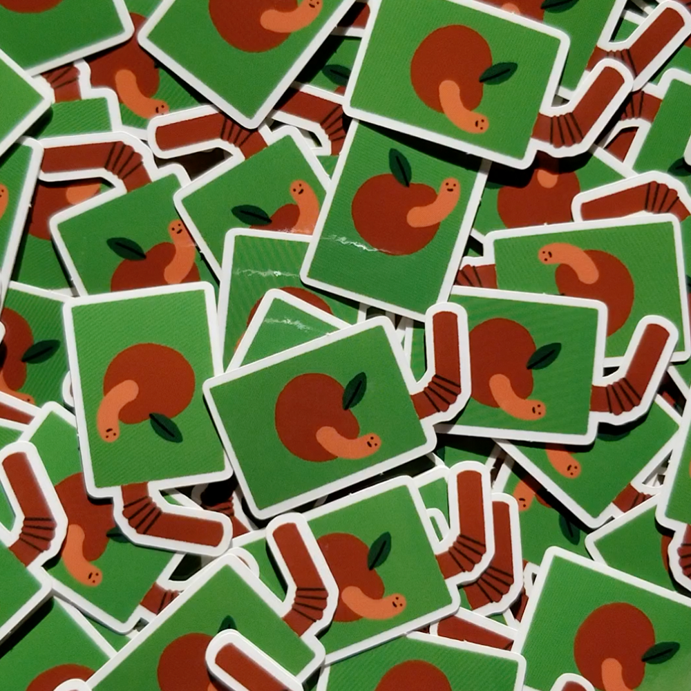 A top down view of a pile of the stickers.