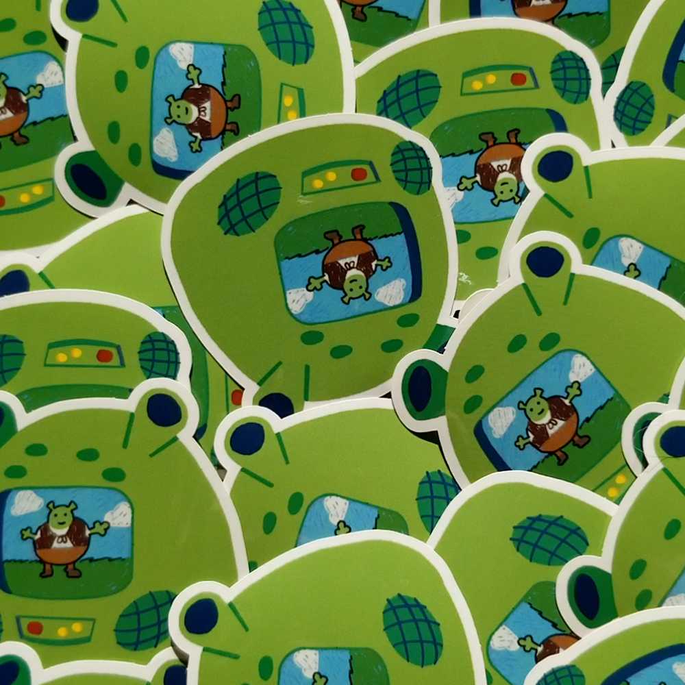 A top down view of a pile of the stickers.